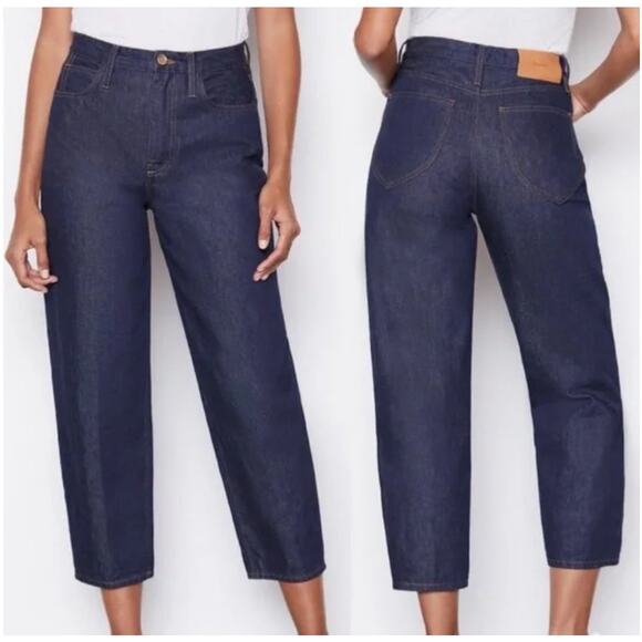 FRAME Le Italien Barrel Jean Cropped Size 31 Dark Wash - Picture 1 of 8